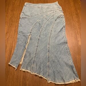 Anthropologie Pilcro Light Blue Denim Asymmetrical Slip Skirt NWT